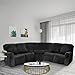 MIFXIN Corner Sofa Cover 1 Piece Velvet Stretch Corner Couch Cover for Sectional Recliner Sofa Slipcover Reclining L Shape Sofa Couch Additional Seat (Black)
