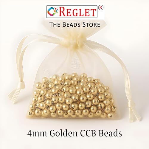 Image of 5800 Pcs Golden Pearl Beads for Jewellery Making Kit | Bead Bracelet Making for Women Girls Kids | Crystal Beads for Craft | Pearls for Craft | 4mm | 200g