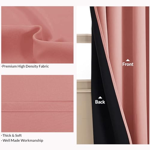 Image of HOMEMONDE Long Door Curtains 9 Feet Set of 2 - Thermal Insulation Blackout Curtain with Black Backing, Rod Pocket & Fade Resistant Drapes - (108 Inch, Peach)