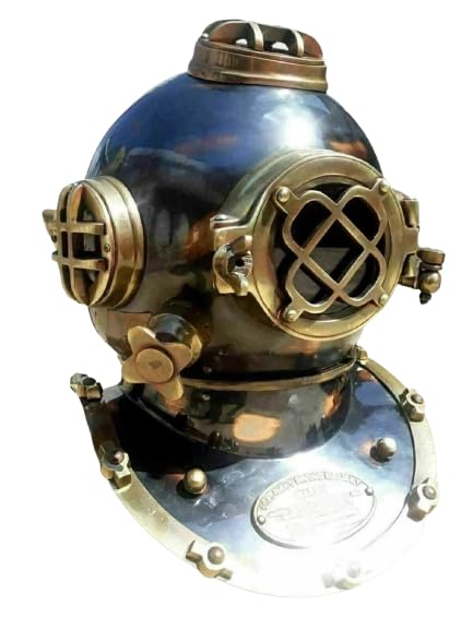 ANSARI Antiques Vintage Marine Divers Helmet Solid Steel & Brass Scuba Diving Helmet | Antique Sea Diver Decorative Desk Nautical Replica Rustic Vintage Home Decor Gifts 01