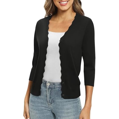 Cardigan EXCHIC Femme Col en V Noir Cover