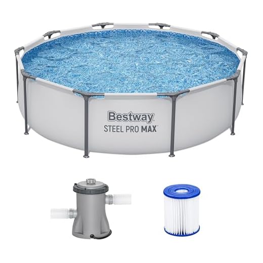 Bestway Steel Pro MAX 10' x 30" Above Ground Pool, Round Metal Frame Outdoor Swimming Pool Set with Filter Pump & Type I Cartridge, Gray