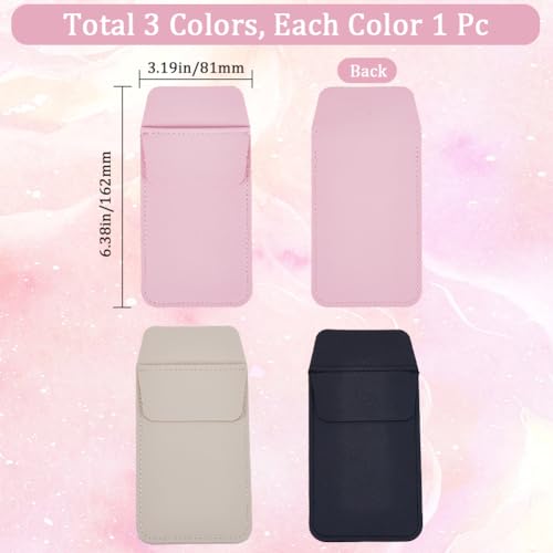 GORGECRAFT 3PCS 3 Colors Pocket Protector Leather Pen Pouch Holder Organizer for Shirts Coats Pants Pen Sleeve Multi-Purpose Pen Pocket Holds Pens Pointers Pencils and Notes Card Pink Black Beige - Image 2