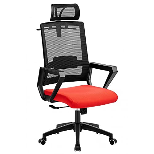 Orion91 Silla Esential de Oficina Director con Ruedas – Color Negro Respaldo Ergonómico Transpirable Malla Negra y Asiento Rojo 60x63x125cm Oficina Teletrabajo - SpazioLuzio-