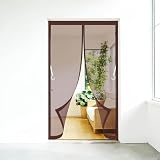 Zanzariera Magnetica per Porte 350 x 140 cm Si Chiude da Sola Maglia Fine Apertura e Chiusura Silenziosa Tenda Zanzariera con Magneti per Balcone Cantine Terrazze, Marrone