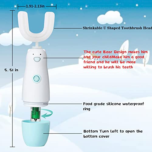 Meqtpomy 199911 Kids Electric Toothbrush,6 Cleaning Models U Shaped Toothbrush Waterproof Battery Powered 360 Automatic Sonic Toddler Toothbrushes For 8-13 Years Old thumb #5