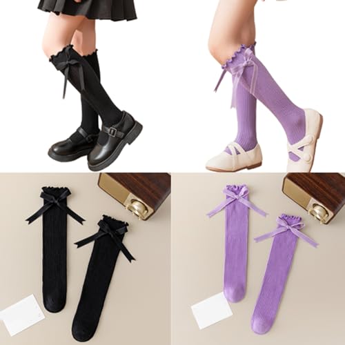 Bowknot Calf Socks for Girls 3-12 Year High Boot Socks Leg Covers Stockings Breathable Loose Socks Leg Warmer Stockings2