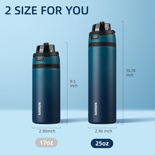 Image of BJPKPK 25oz Insulated Water Bottle with Straw Lid & Handle, Stainless Steel | Leak-Proof 2-in-1 Straw & Spout Lid, BPA-Free Vacuum Insulated Bottle Fits Cup Holders for Gym, Office, Travel & Outdoor