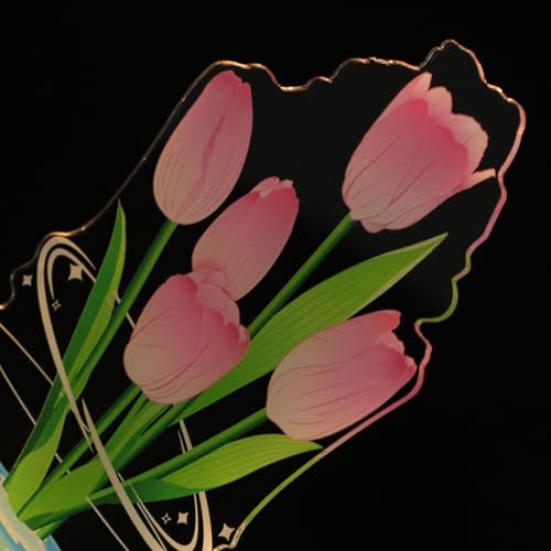 Lámpara de mesa SECFOU tulipán 3D con luz rosada miniatura 4