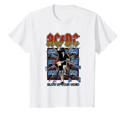 AC/DC Blow Up Your Video Retro Graphic T-Shirt, Youth, White, Small
