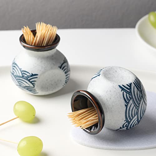 Ceramic Toothpick Holder Jar Set Of 2 Toothpick Dispenser Container Cup For Holiday Dinner Table Centerpiece Decor #TOP4