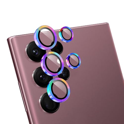 LZAYN Camera Lens Protector for Samsung Galaxy S22 Ultra Tempered Metal Glass Camera Screen Protector Cover Film Accessories HD Clear Scratch Proof Case Friendly Colorful Titanium