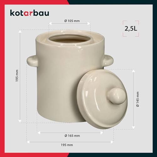Foto von KOTARBAU® Gärtopf 2,5 L, Rumtopf mit Deckel & Wasserrinne, Sauerkrauttopf