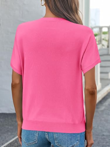 Image of Saodimallsu Women's Short Sleeve Crew Neck Knit Pullover Sweater