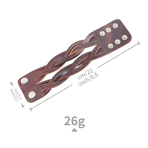 GelConnie Leather Cuff Bracelet Punk Braided Bracelets Rock Leather Wristbands Faux Mens Leather Bracelet Gothic Viking Bangle Adjustable Wrap Bracelet for Women, Men