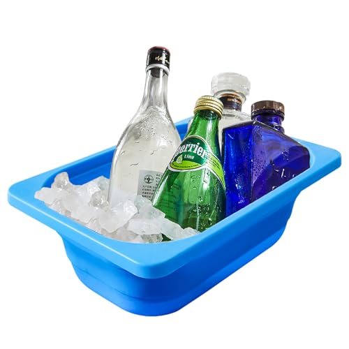 Image of Beright Collapsible Storage Bin, Wash Basin Folding Dish Tub Sink, Space Saving for Dishing, Fruit and Camping, Hiking and Home, Blue, Small, 1 Pack