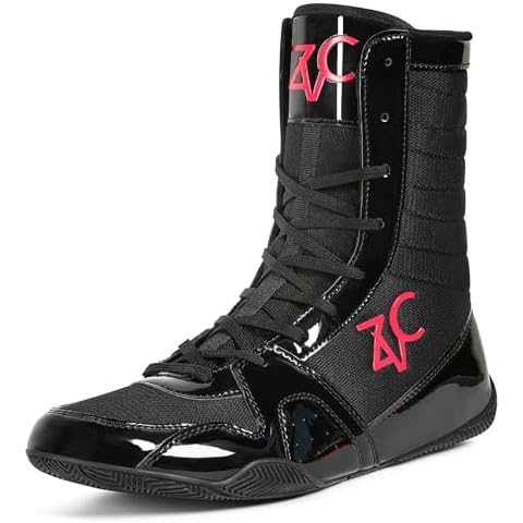 ZVC Wrestling Shoes Men High Top Boxing Shoes for Fighting Shoes Powerlifting Bodybuilding Boots Footwear Black Cover