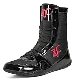 ZVC Wrestlingschuhe für Herren, hohe Boxschuhe für Kampfschuhe, Powerlifting, Bodybuilding, Stiefel, Schwarz, 43 EU