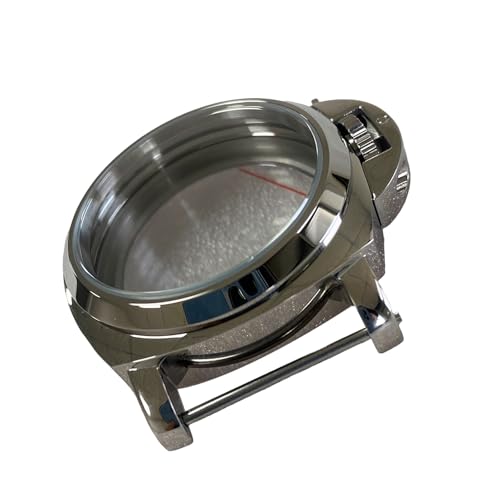 xbiez 44mm ステンレススチール腕時計ケース 修理/メンテナンスに最適 ムーブメントカバー ミネラルガラスカバー付き時計ケース 機械式時計用, 研磨。