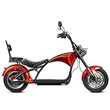 eAhora M1 Two-Seat 2000W 37Mph Electric Motorcycle for Adults, 40+Miles 60V 30ah Lithium Battery, Street Legal 2 Person Electric Mopeds for Adults, Dual Hydraulic Brake for Urban Commuting