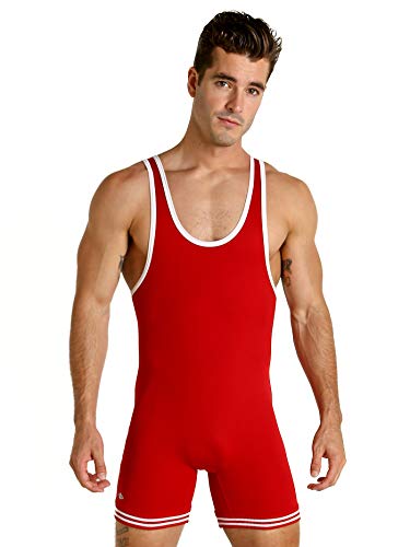 Matman 83 - Camiseta de nailon para lucha libre para adulto - 83 Adult Nylon Red/White Medium, Medium, Rojo/Blanco