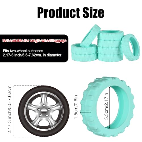 8pcs Luggage Wheel Covers, Portable Suitcase Caster Cover Silicone Spinner Luggage Wheel Protector Noise Resistant Anti-Wear Luggage Accessories for Most 8 Caster Suitcase (Mint Green)2