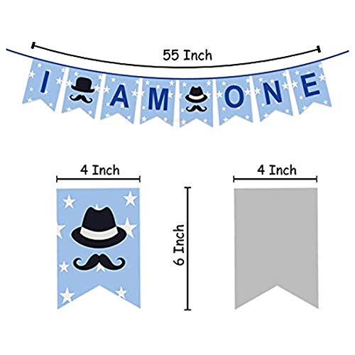 Party Propz 1St Birthday Decoration Items - 8 Pcs, 12 Months Photo Banner For Birthday (Cardstock) | I Am One Banner For Boys | First Birthday Decorations Boy | Birthday Decorations 1 Year, Blue