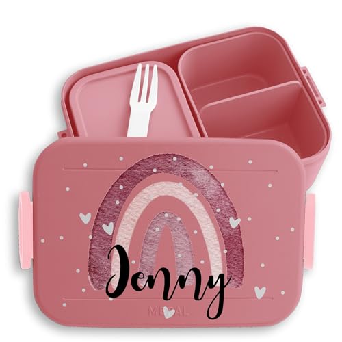 Shirtracer Mepal Lunchbox Kinder personalisiert Boho Regenbogen Name