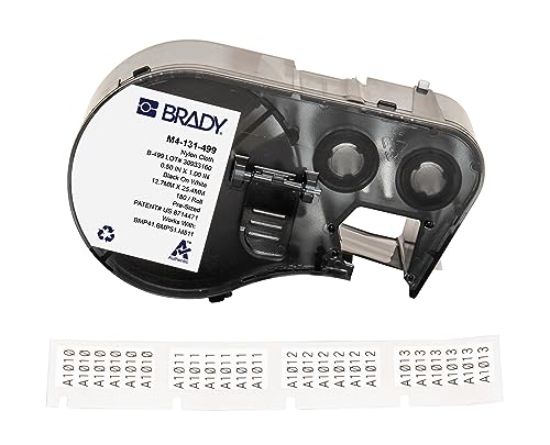 Etiquetas adhesivas Brady de tejido de nailon negro sobre blanco para BMP41 y M511