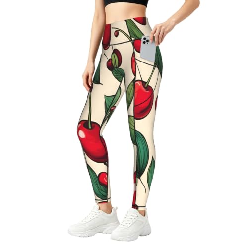 Pantalones de yoga EdsfFehs mallas de alta opacidad con diseño Lovely Sweet Cherry