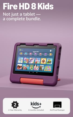 Amazon Fire HD 8 Kids tablet  ages 3-7. With bright 8 HD screen. Includes ad-free and exclusive content, parental controls and 13-hr battery, 32GB,