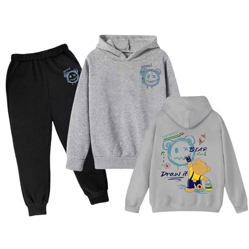 Ensemble jogging fille et garçon avec sweatshirt à capuche et pantalon automne
