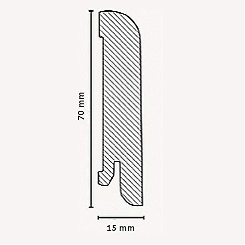 Südbrock | Battiscopa | 15.70.31 | Profilo arrotondato | 15 x 70 x 2500 mm | impiallacciatura in vero legno | decorazione bianca | battiscopa moderno | 1 pezzo