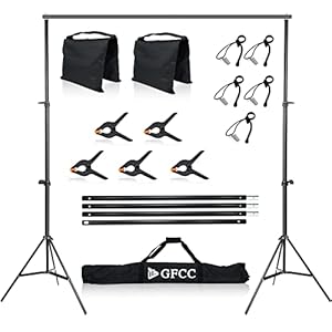 GFCC Photo Backdrop Stand Kit – 7FT x 10Ft Adjustable Background Stand for Photography Video Studio Support System with Carry Bag