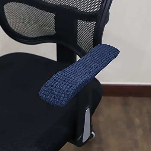 Image of FORCHEER Office Chair Armrest Covers Stretchable Water Resistant Spandex Stretch Jacquard Elastic Band Computer Office Chair Arm Pad Covers Chair Slipcover for Desk Chairs Arm 2P-Navy Blue