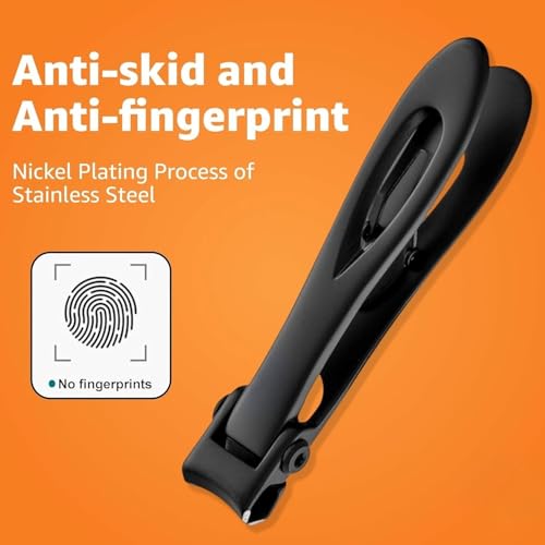 Image of Professional Nail Clipper Set with Nail File | Heavy Duty Stainless Steel Nail Cutter for Fingernails & Toenails, Sharp Precision Blades, Ergonomic Matte Black Grooming Tool for Men & Women (BLACK)