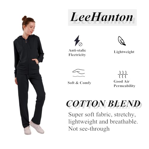 Image of LeeHanTon Womens Jogging Suits Sets Running Outfit Zipper Warm Up 2 Pieces Hoodie and Pant Tracksuit
