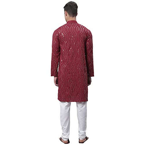 Image of SOJANYA Men's Pure Cotton Floral (Since 1958 Designer Kurta and Churidar Pyjama Set