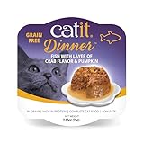 Catit Dinner Pescado con sabor a Cangrejo y Calabaza, 80 g