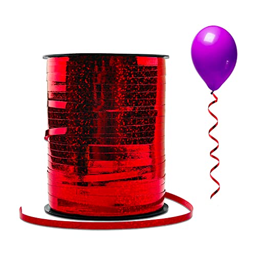 Cinta para rizar, cinta metálica de globo, cinta para envolver regalos para manualidades, floristería, decoración de fiestas de Navidad (rojo) Cover