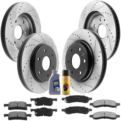 MotorbyMotor Front Rear Brake Kit Rotors and Ceramic Pads Fi