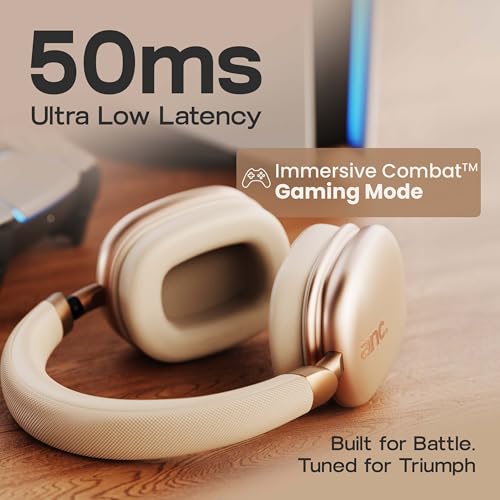 Image of GOBOULT Fluid X Pro ANC Calling, 70Hrs Battery Life, 40mm Boosted Drivers, Foldable Design Bluetooth & Wired Headset (Sand Beige)