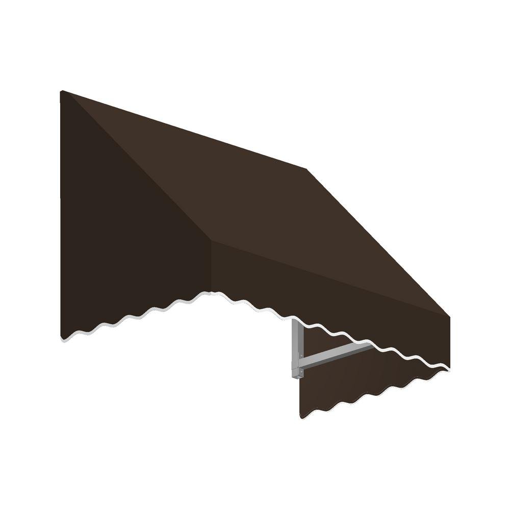 10.38 FT. SAN Francisco Fixed Awning 124.5 in. W X 24 in. H X 36 in. D Acrylic Fabric in Brown by Awntech – Model SF23-10BR