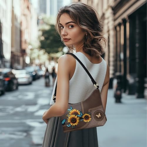 BLeather Underarm Bag for Women Shoulder Handbag with Zipper Fashion Travel Purse3