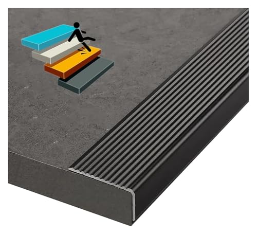 アンチノンスリップ階段ノージング、 金属製L字型階段段鼻 マルチカラー 複数サイズ 90cm(Black,W 30mm)