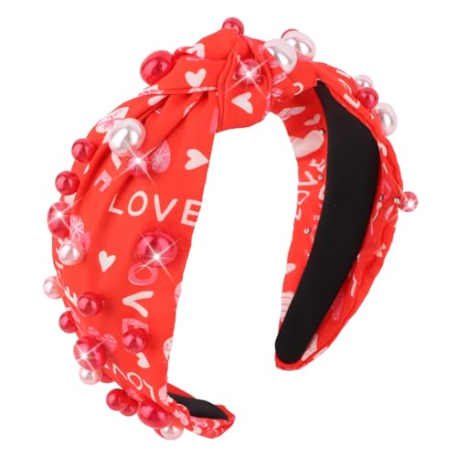 CIEHER Valentine's Day Headband for Women Girls (Love Headband - Red)