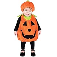Kangaroo Toddler Halloween Costume, Unisex One-Piece Orange & Black Theme Pumpkin Outfit for Infants