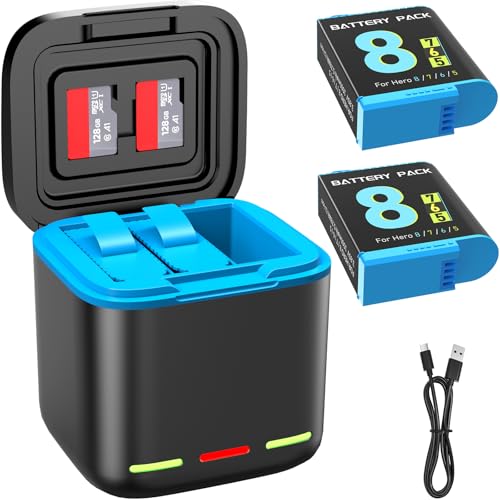 Battery Charger for Hero 8/7/6 Battery 2-Pack 1500mAh and...