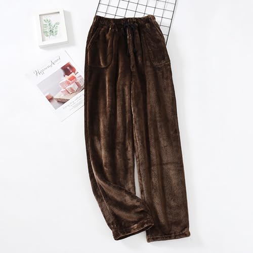 Akklian Unisex Flannel Pajama Pants Baggy Fit Fluffy Long Pants Thermal Comfy Velvet Trousers Drawstring Fleece Lounge Pants2