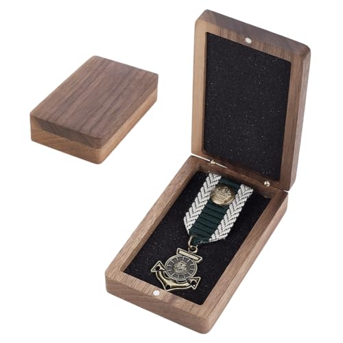 AHANDMAKER Caja de almacenamiento de monedas de madera con interior de terciopelo, caja de regalo de madera para medallas, broches, coleccionistas de monedas conmemorativas, camello